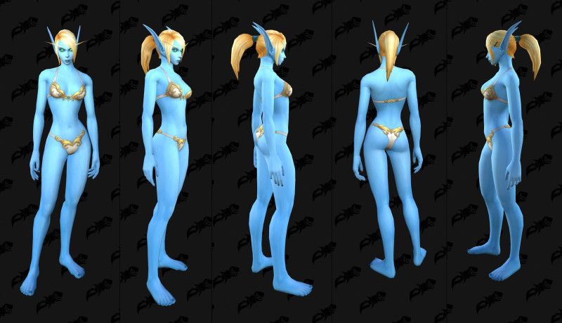 Datamined Skyborne body type 2 model showing ponytail and earring options