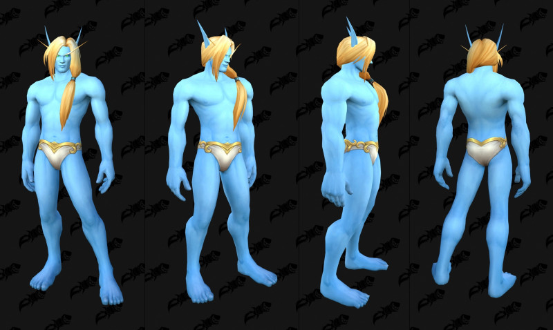 Datamined Skyborne body type 1 model showing hair, ears and feather options