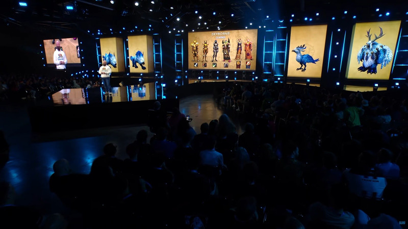 BlizzCon 2026 stage showing the Skyborne druid form models on screen